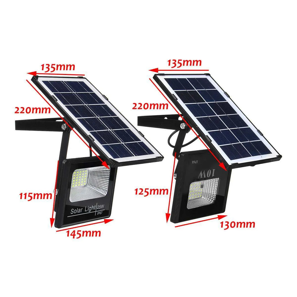 Solar wall lamp in black with remote control, plastic shell and toughened glass, 10W/25W options