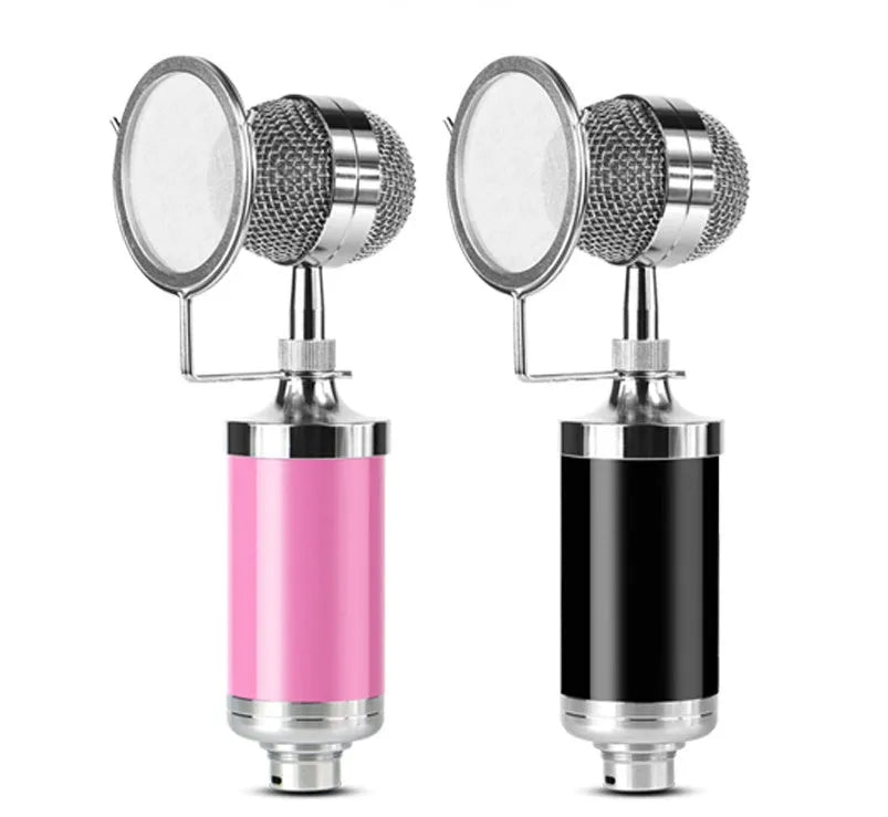 Computer universal capacitor microphone kit with V8S sound card, wireless handheld mic, and earphone in black