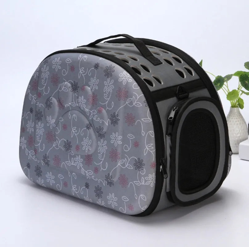 EVA medium pet bag in pink with foldable design and flower pattern