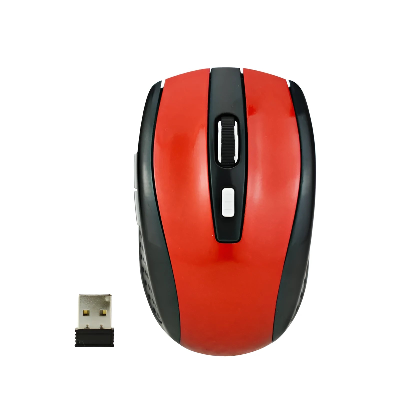 2.4G optical wireless mouse in black with USB receiver, 1000DPI, six buttons