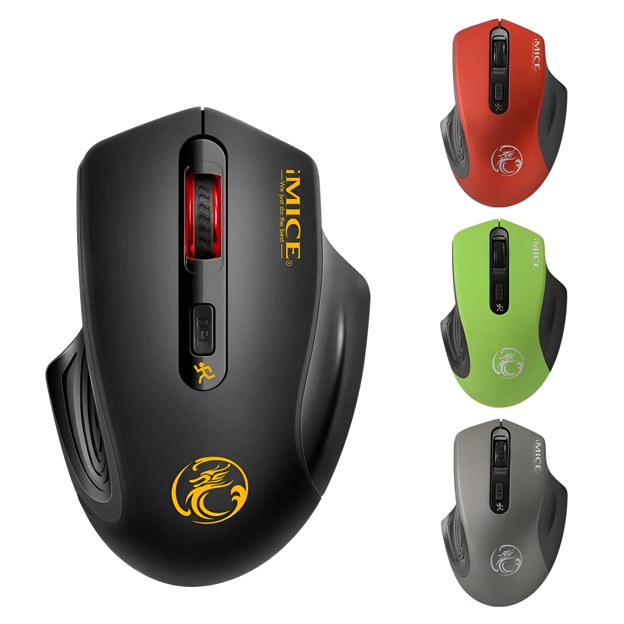 2.4G wireless ergonomic mouse with USB receiver in black colour
