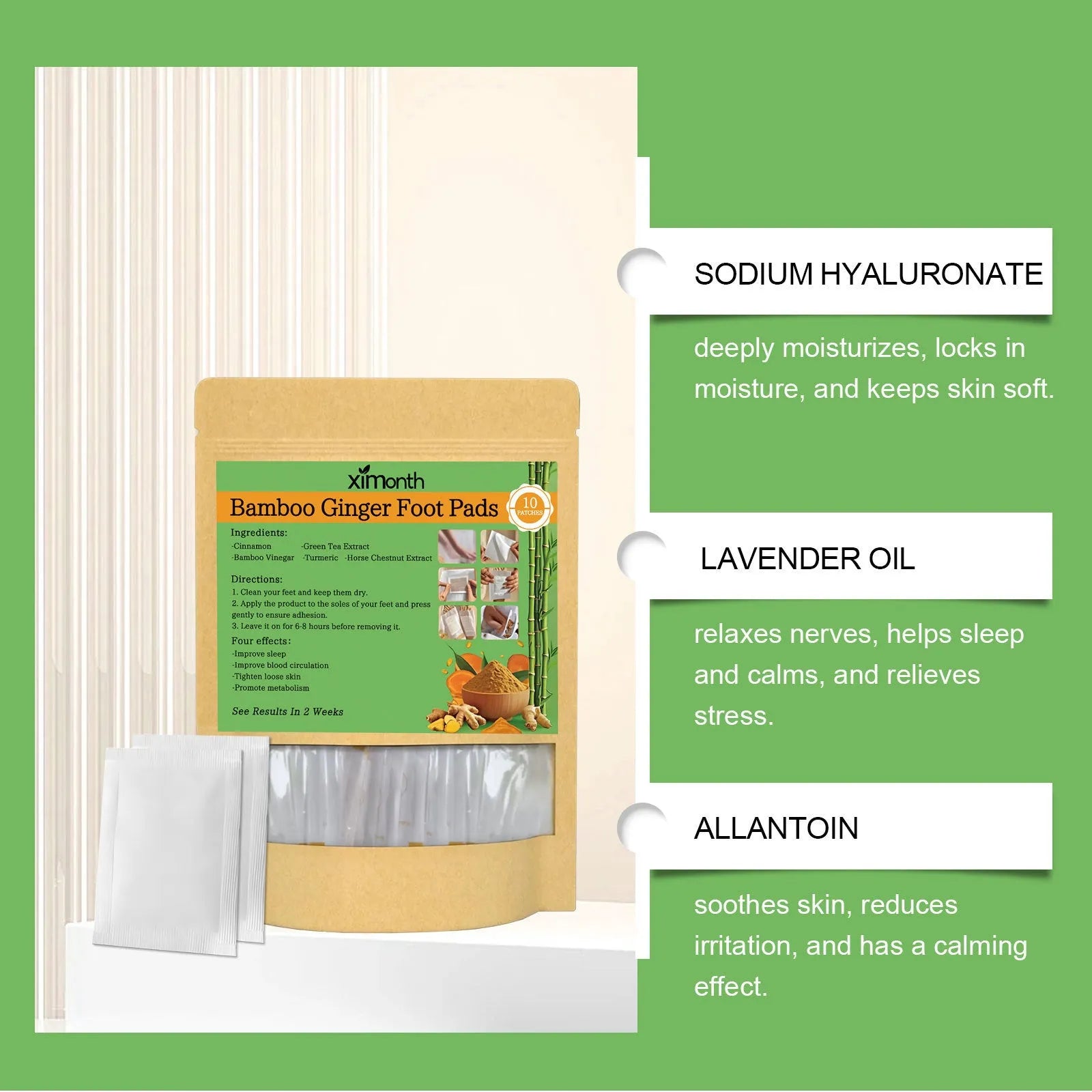 Daily Massage adhesive bandage pack with 10 patches featuring ginger and turmeric ingredients