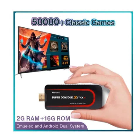 64-bit retro video game console with HDMI port for modern TVs, supports two-player gaming.