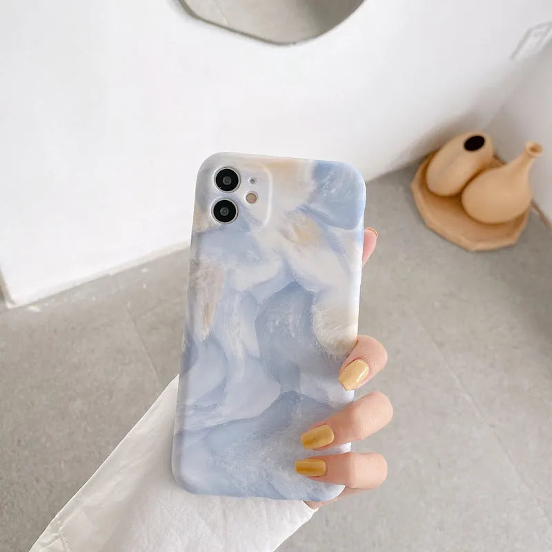 Watercolor ink painting TPU mobile phone case for Apple iPhone in Blue Pink colour