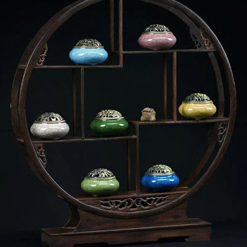Ceramic retro package incense burner in multiple colour options for garden decoration