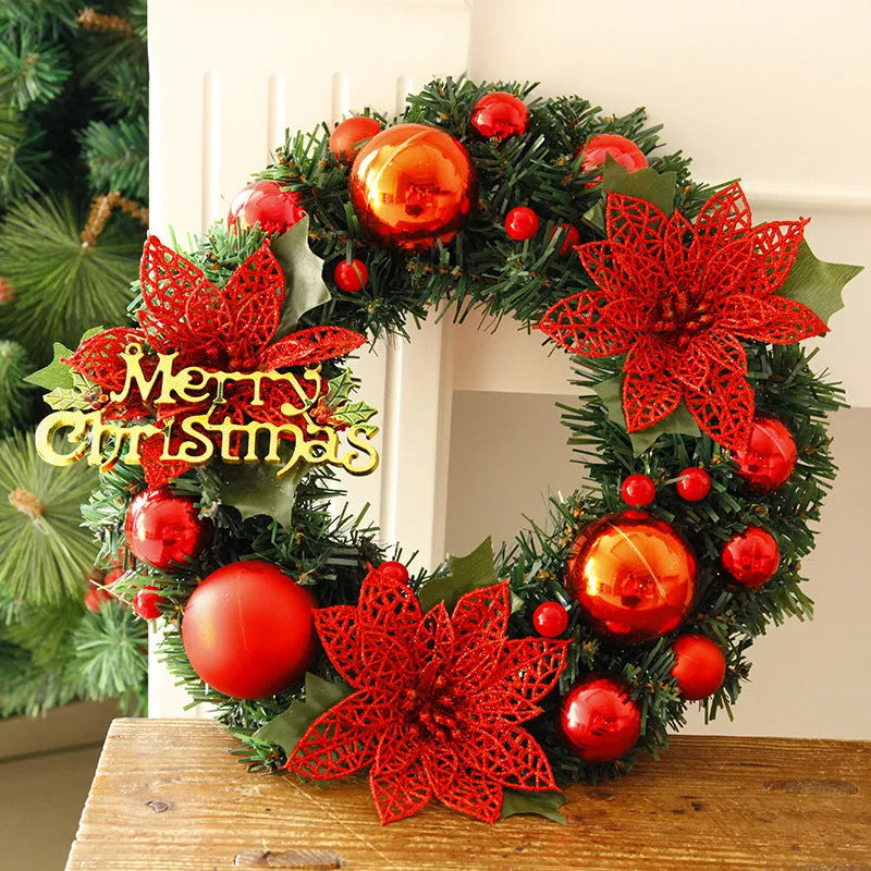 30cm multicolour plastic Christmas wreath decoration for door and garden