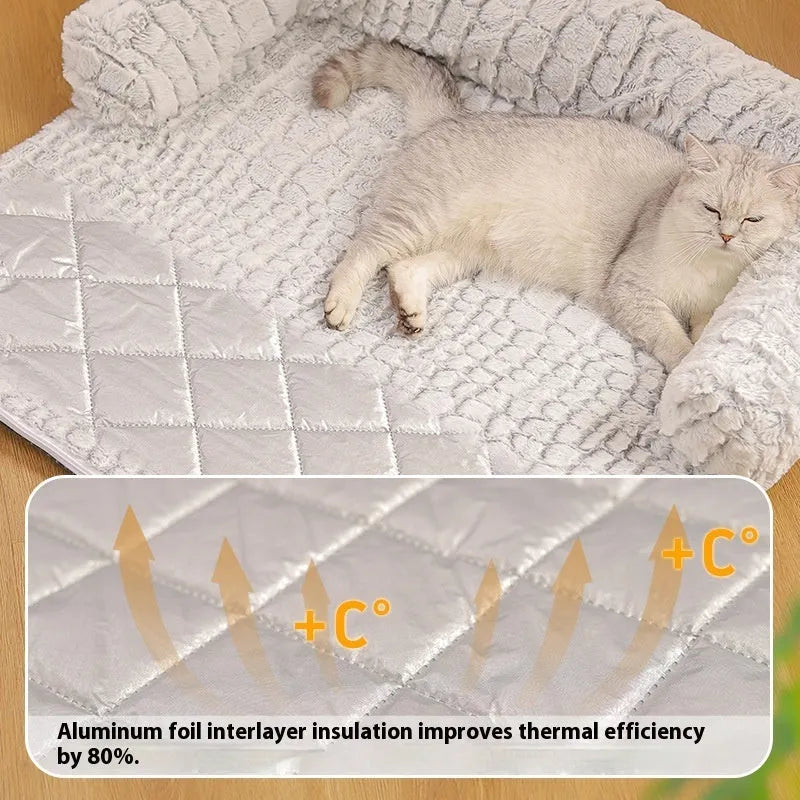 Extra large PV velvet cat sofa cushion nest available in two sizes for indoor pet comfort