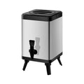 Silver stainless steel milk tea bucket with square lock lid and 8L capacity