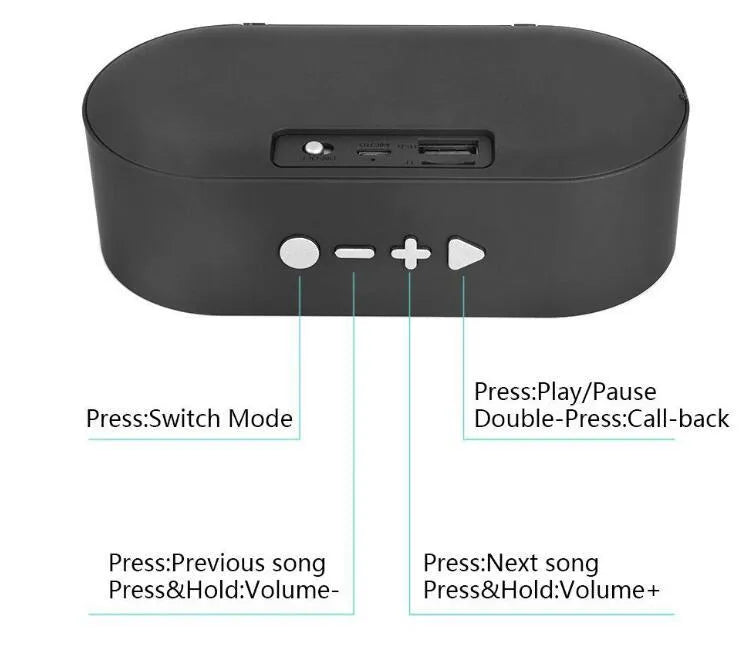 Portable Bluetooth wireless subwoofer speaker with HD microphone in grey, red, black or blue colours
