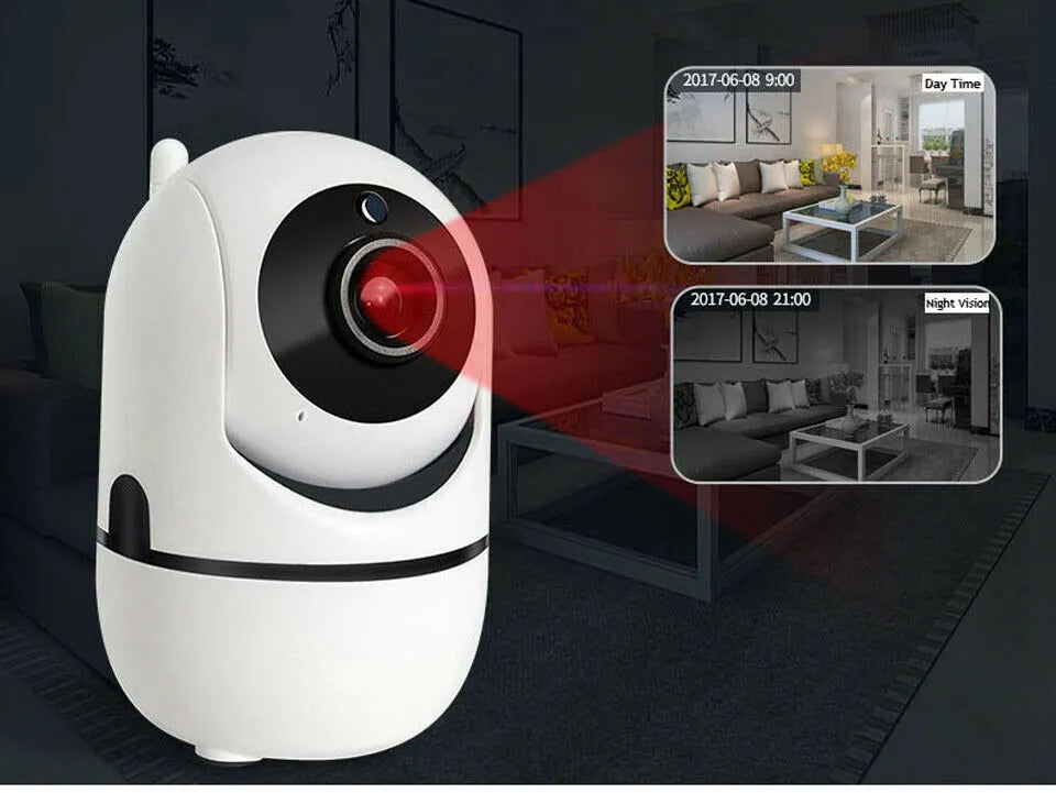 White WiFi wireless CCTV IP camera 1080P with pan tilt and night vision for home security monitoring
