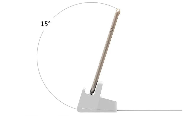 White plastic headphone charging base for wireless earbuds on desk