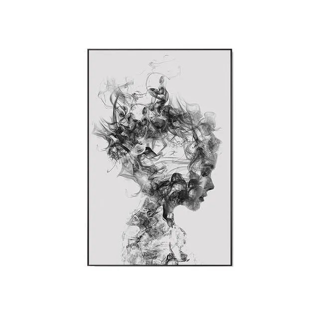 Modern frameless canvas wall art with a character print on non-woven fabric, rectangular shape, suitable for living room decoration