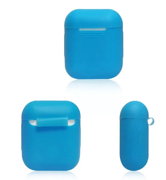 Silicone protective case for Bluetooth headset in assorted colours showing dimensions 56mm by 46mm by 22mm.