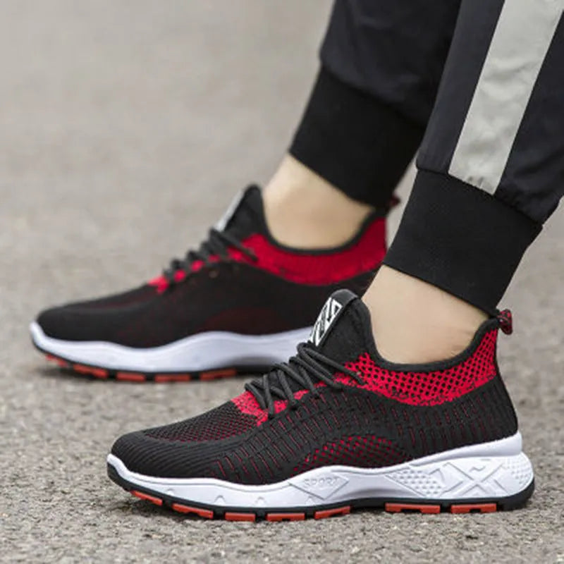 Korean style breathable mesh sports casual shoes in black with rubber sole