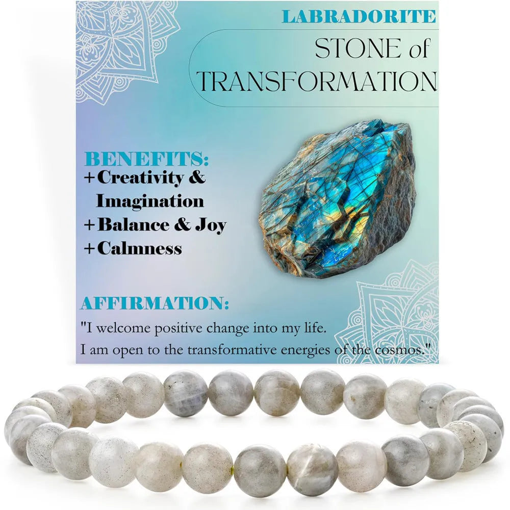 Handmade geometric agate stone bracelet with 6mm beads in African pine colour on a white background.