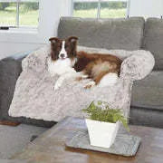 Grey orthopaedic memory foam dog bed with removable cover and non-slip bottom, available in S, M, L sizes