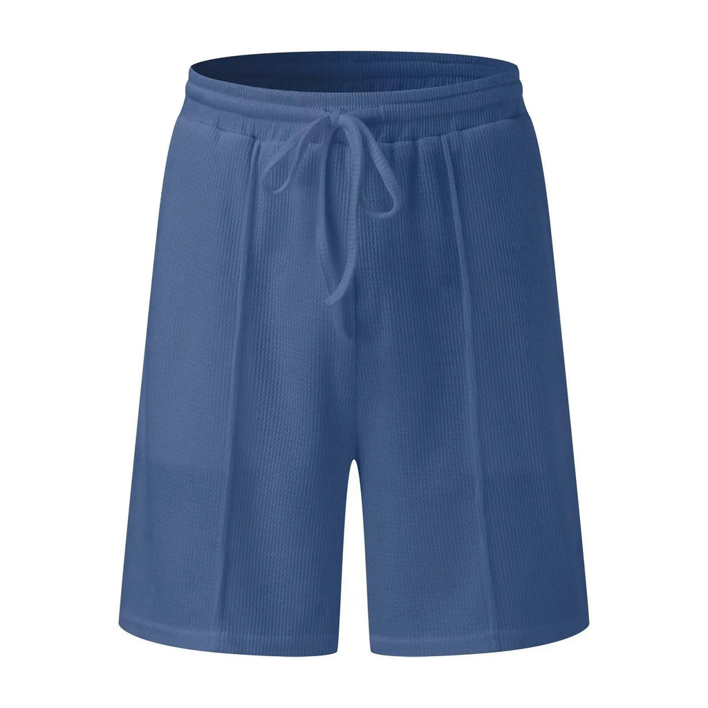 Men's 2pcs set V neck polo shirt and shorts in waffle style, available in multiple colours for summer
