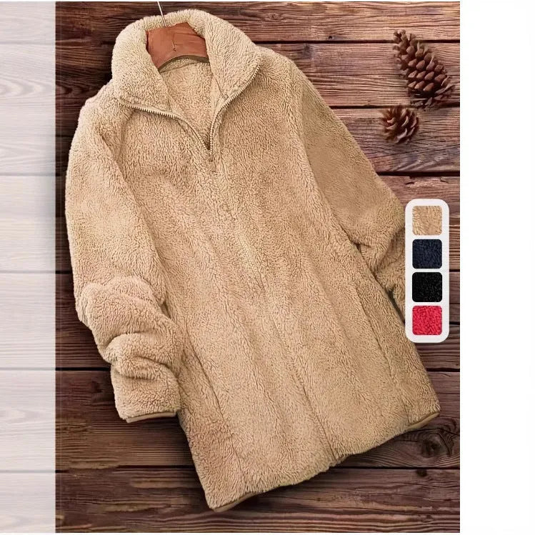 Double-sided fleece jacket in black, navy blue, or khaki with fleece lining and Asian-fit sizing