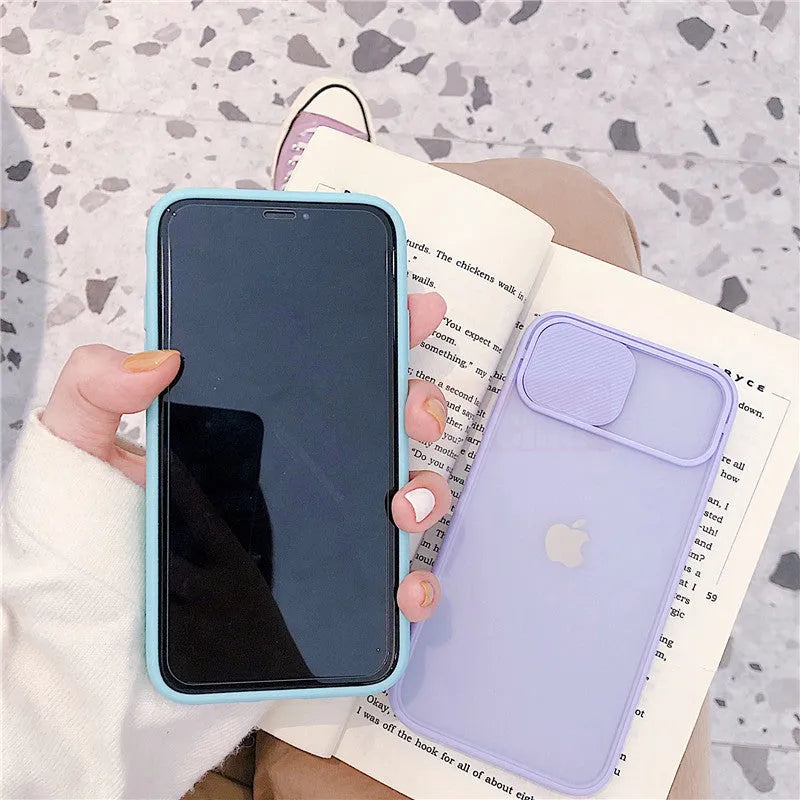Silicone iPhone case with frosted frame and lens surround in a choice of seven pure colours.