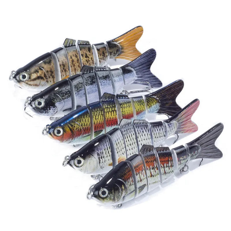 Set of 6 multi-section jointed hard bait fishing lures 10cm 17g shallow water simulation colours
