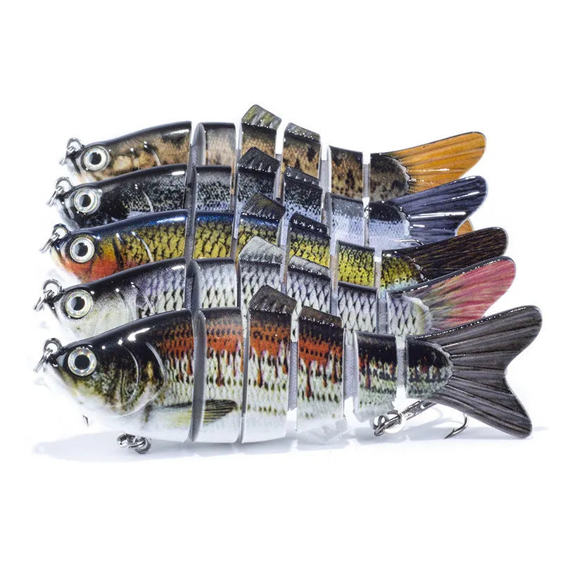 Set of 6 multi-section jointed hard bait fishing lures 10cm 17g shallow water simulation colours
