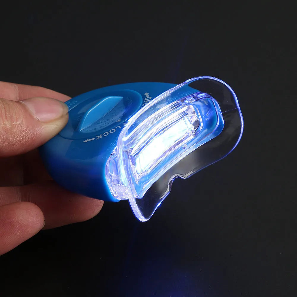 LED teeth whitening kit with wide edge lamp bead and buckle denture tray in white