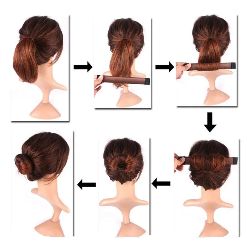 Hair circle plate magic curling wand for ponytail coiled bun styling tool plastic resin black