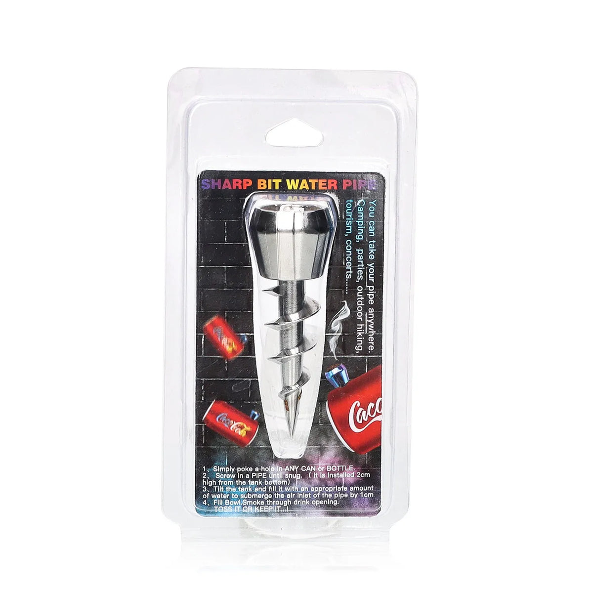 23mm metal screw shape hookah gun head accessory in silver with keychain ring