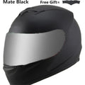 Men's full-face motorcycle helmet in black silver with visor, one size and XXL options