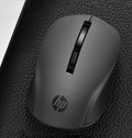 Silent wireless mouse with LED optical sensor in black colour for laptop use