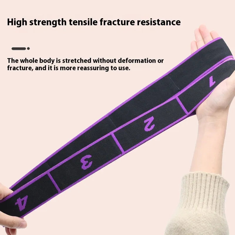 Yoga multi-section stretch strap in polyester cotton latex yarn for fitness exercises