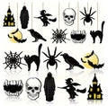 Wooden cartoon animal flat pendant set in two colour styles for Halloween and Easter home decoration