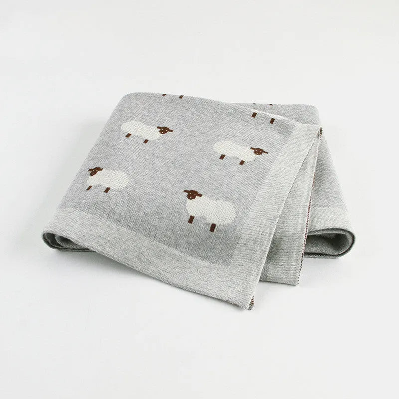 Baby sheepskin windproof blanket in 100% cotton, 100x80cm, available in grey and pink for pram use