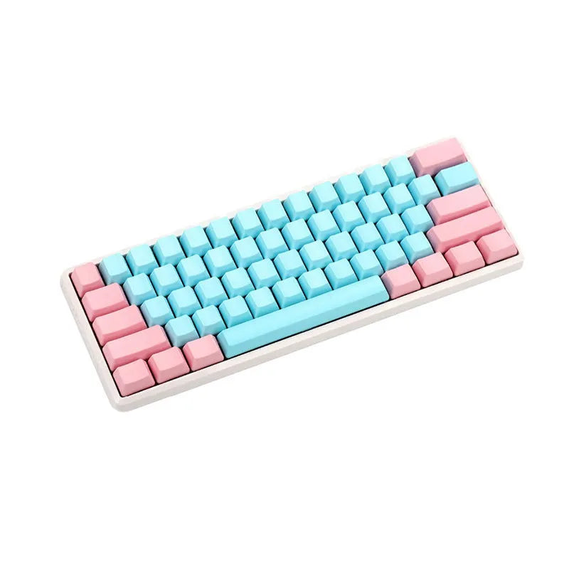 Full set of PBT keycaps in pink colour, 1.5mm thickness, side-printed legends, for mechanical keyboards