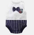 Sleeveless 100% cotton baby romper and newborn vest in sizes 66, 73, 80 and 90 with ten motif options