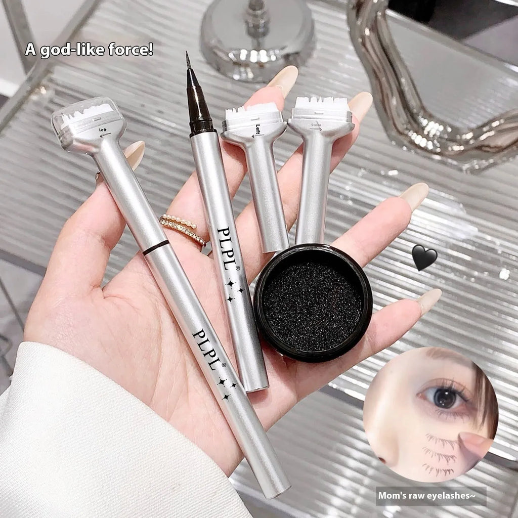 Double-headed waterproof quick-dry eyeliner pen and lotion in black and brown for smudge-proof lower lash sealing