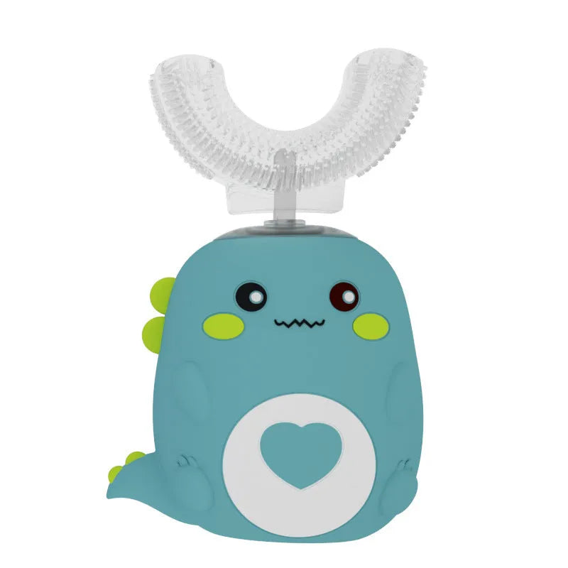 Children's electric toothbrush with food-grade silicone U-shaped head in Little Dinosaur design, 360-degree cleaning, USB charging