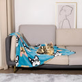 Cartoon anime pattern pet blanket with double-sided flannel construction in blue dog or dog's paw designs