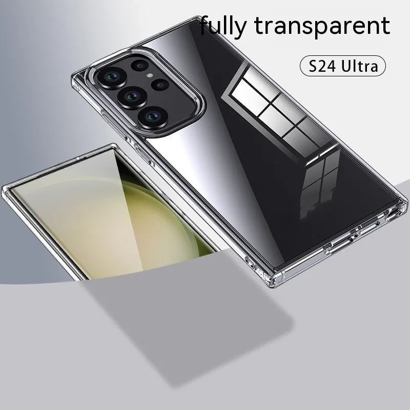Transparent frosted PC phone case with airbag anti-fall corners for Samsung A-series and S-series models