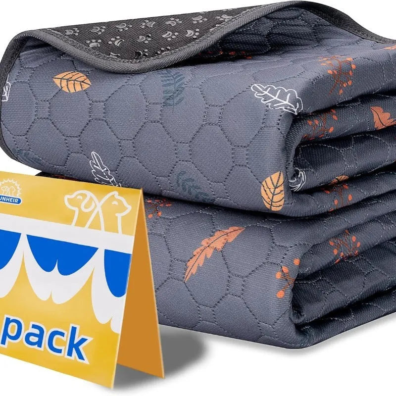Dark gray leaves washable dog urine pad, non-slip cloth training mat in four sizes