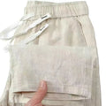 Pure linen Chinese style trousers with drawstring waist in straight leg cut available in multiple colours