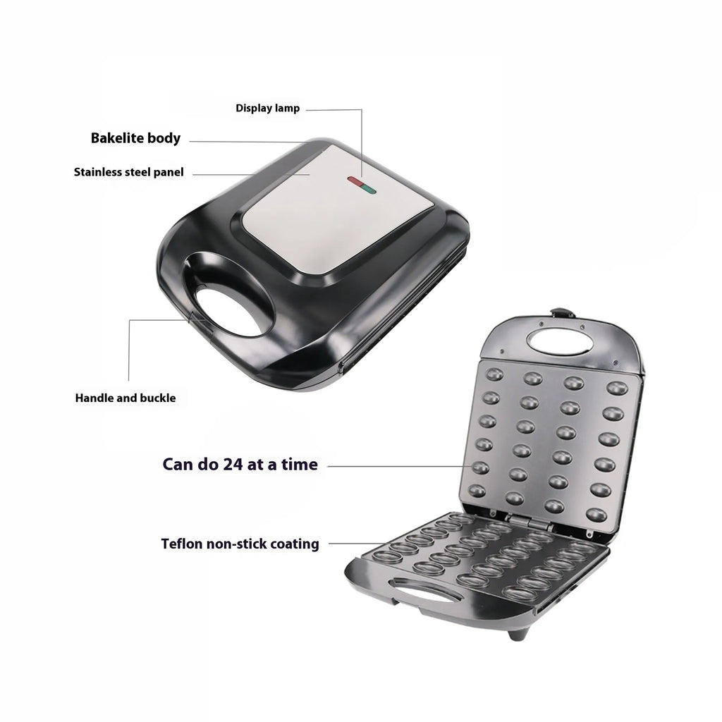 Black compact nut roasting machine for peanuts, hazelnuts and pine nuts