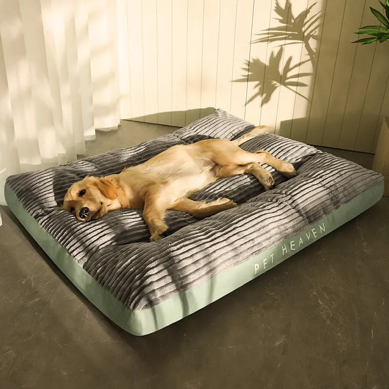 Green removable washable cut velvet pet dog bed kennel mat with PP cotton filling for dogs up to 100 kg