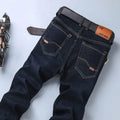 Men's stretch ice silk denim jeans loose straight cut high waist summer casual blue black