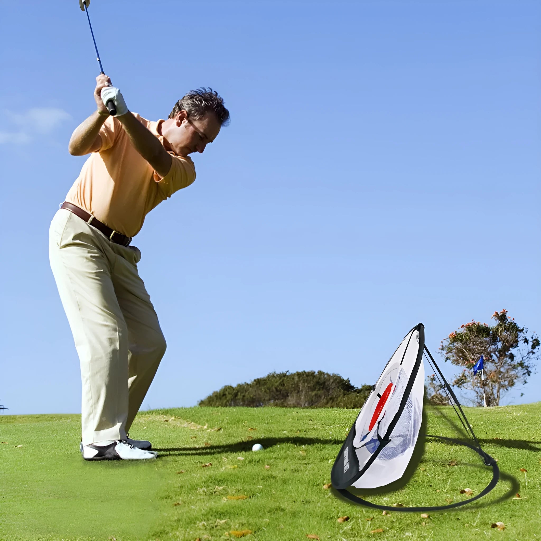 Home Minimalist Foldable Golf Target Net in metal snap button colour, nylon construction for outdoor practice