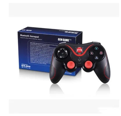 Upgraded X3 Bluetooth wireless game controller for Android phones with attached mobile phone clip.