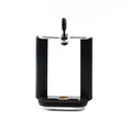 Black plastic U-clip mobile phone holder for mounting on tubes and pipes.