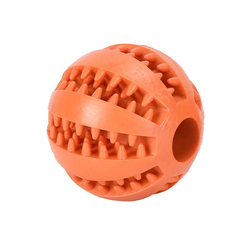 Green rubber watermelon ball dog chew toy 6cm diameter on white background