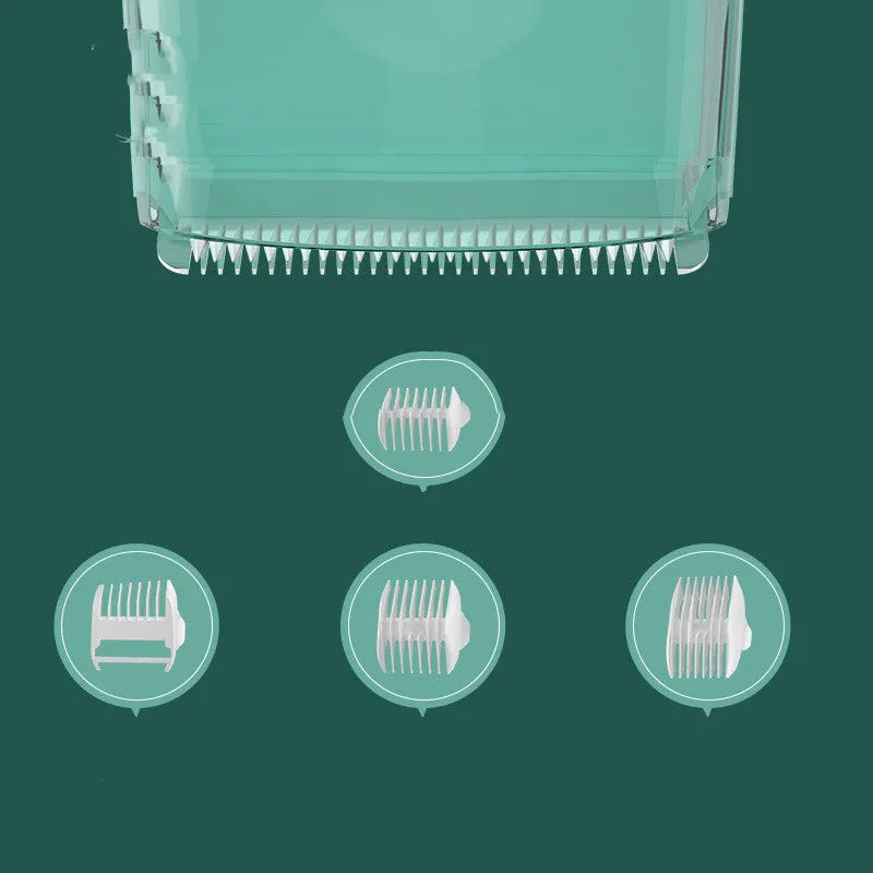 Baby suction electric hair clipper with ceramic blade, rechargeable and waterproof, in green colour