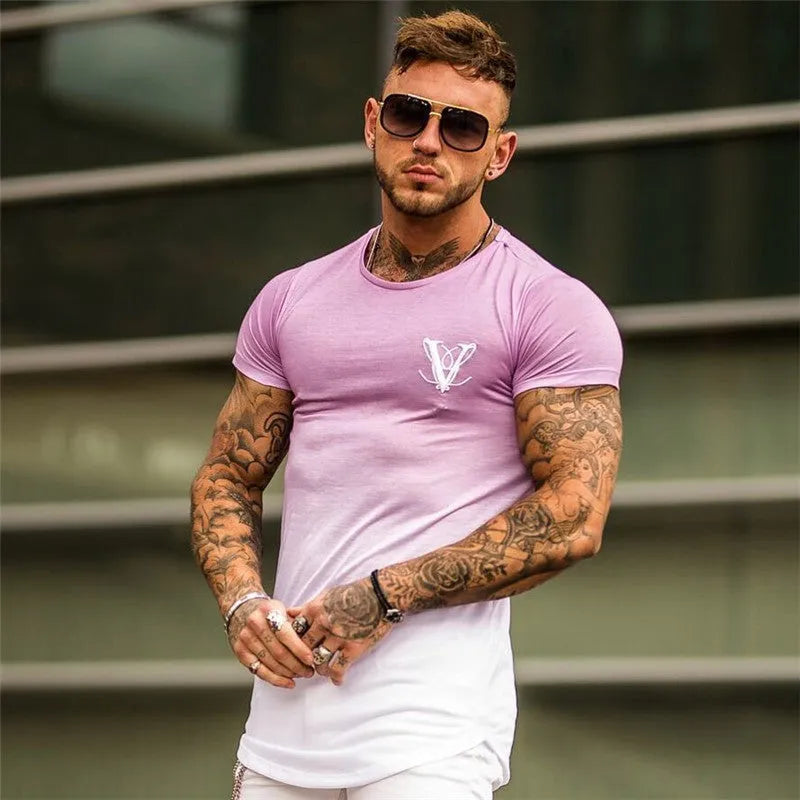 Men's 95% cotton muscle fitness t-shirt in black yellow colour, showing front view for gym workout use